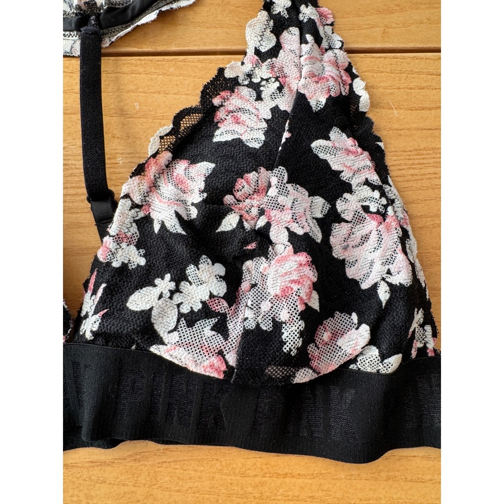 PINK Victoria Secret Floral Lace Bralette Womens Small Racerback Stretch Boho - Picture 3 of 11